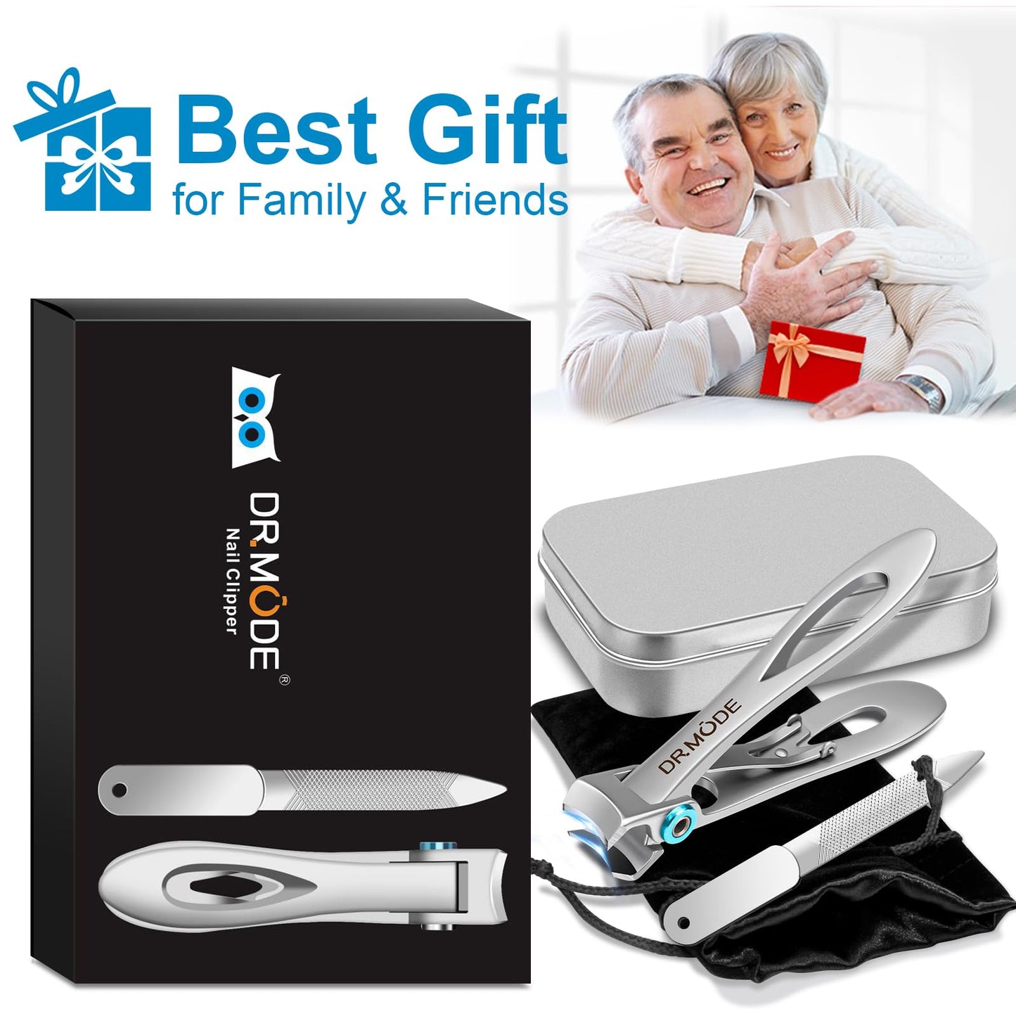 Nail Clippers for Men Thick Nails -DRMODE Heavy Duty Large Toenail Clippers for Thick Nails with Wide Jaw Opening, Ultra Sharp Stainless Steel Finger Nail Clippers Cutter for Tough Nail Seniors Adult