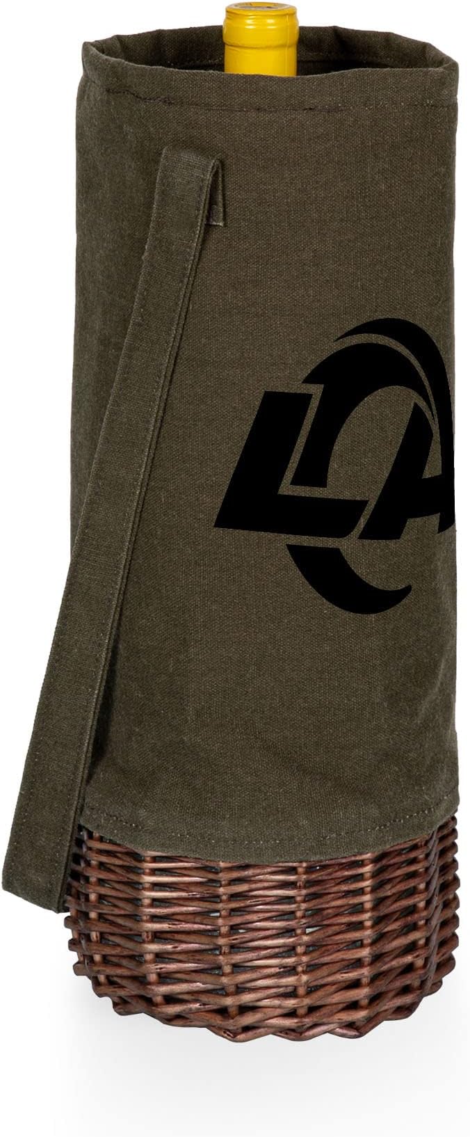 PICNIC TIME NFL Unisex-Adult NFL Malbec Insulated Canvas and Willow Wine Bottle Basket