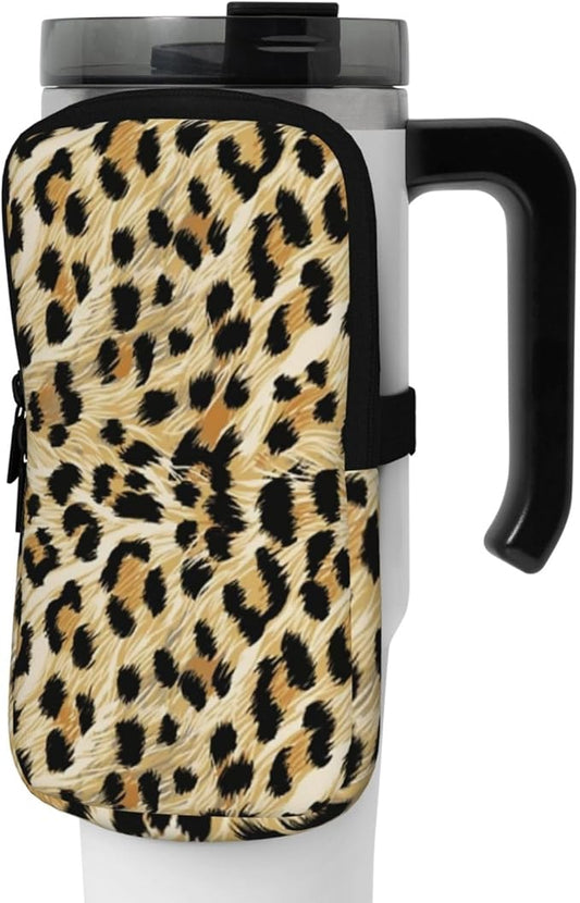 Water Bottle Pouch for Stanley Cup 40oz 30oz,Personalized Gym Purse for Men Women, Tumbler Pouch with Versatile Pocket Water Bottle Bag for Cards, Keys, Phone Botanical Leaf