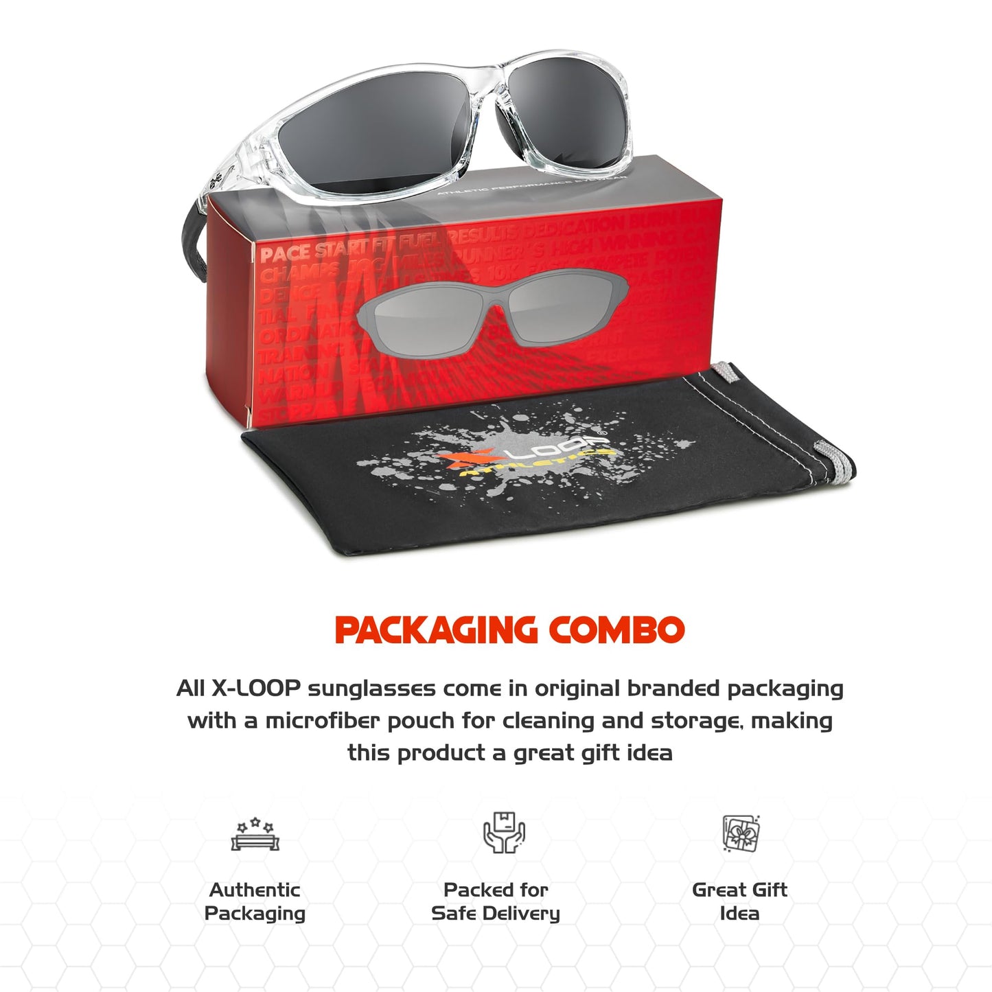 X LOOP Polarized Sports Sunglasses for Men - Wrap Around UV400 Baseball Running Cycling Driving Fishing Golf Glasses