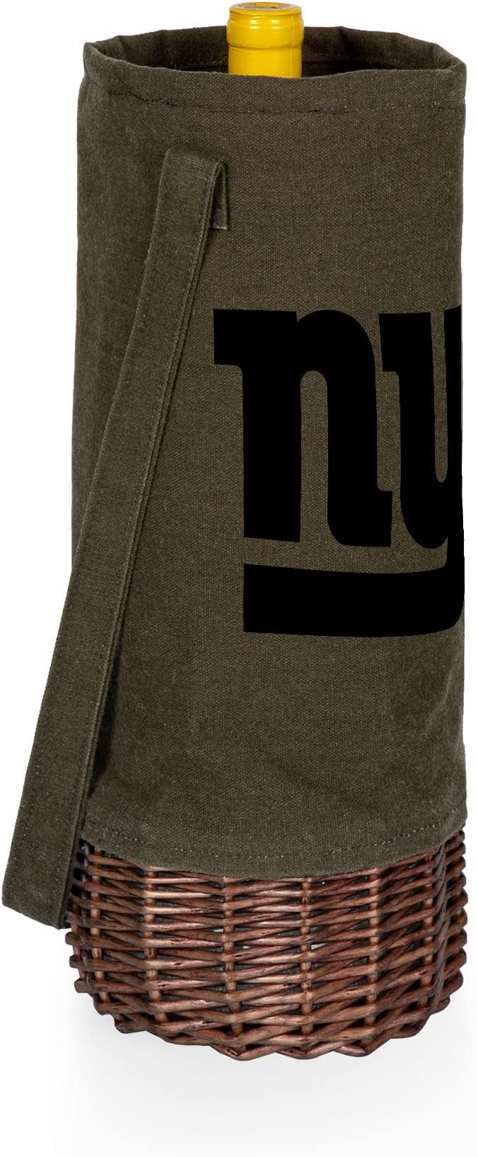 PICNIC TIME NFL Unisex-Adult NFL Malbec Insulated Canvas and Willow Wine Bottle Basket