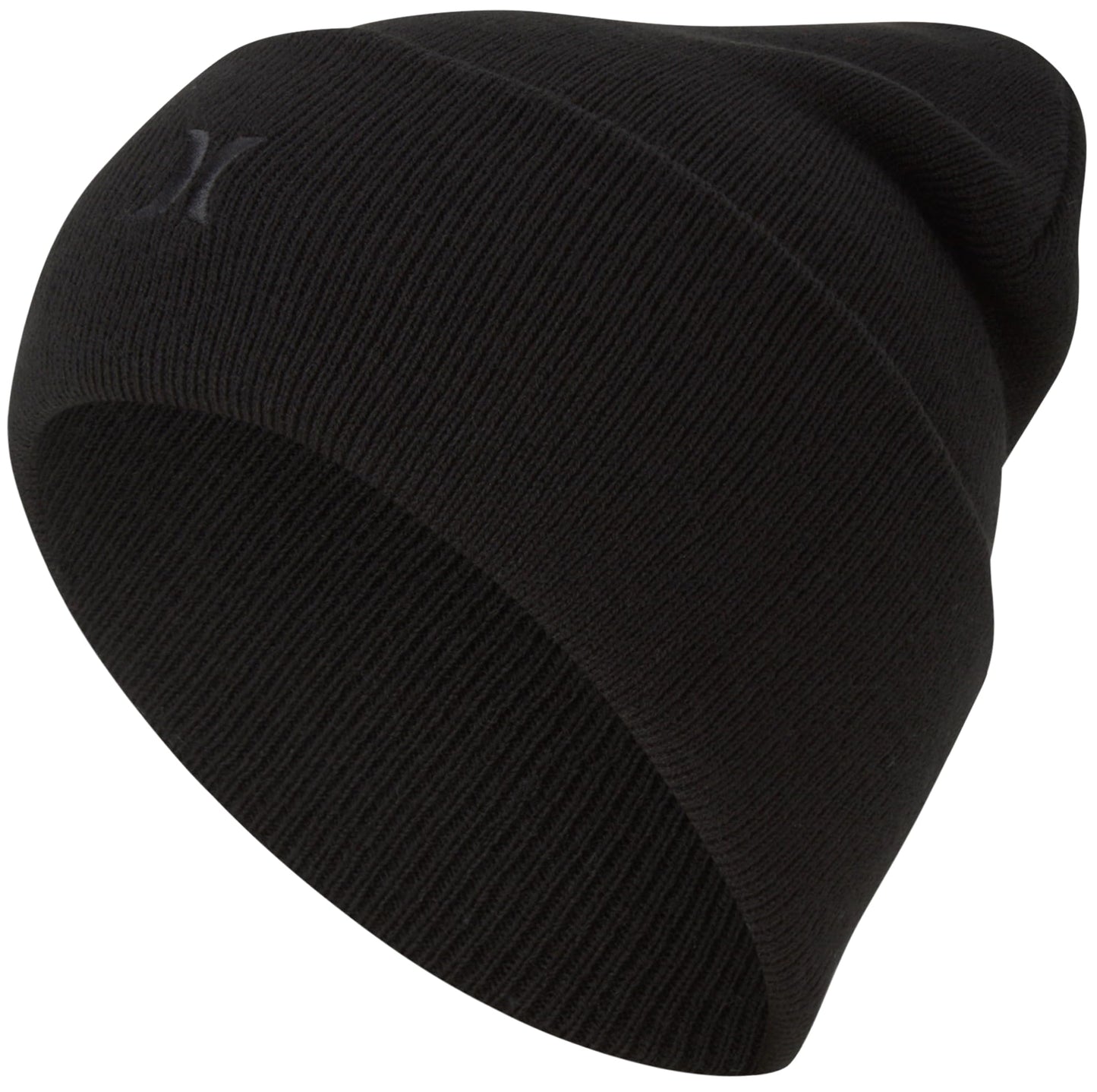 Hurley Men's Winter Hat - Heavyweight Slouchy Fit Icon Cuffed Beanie, Pure Black