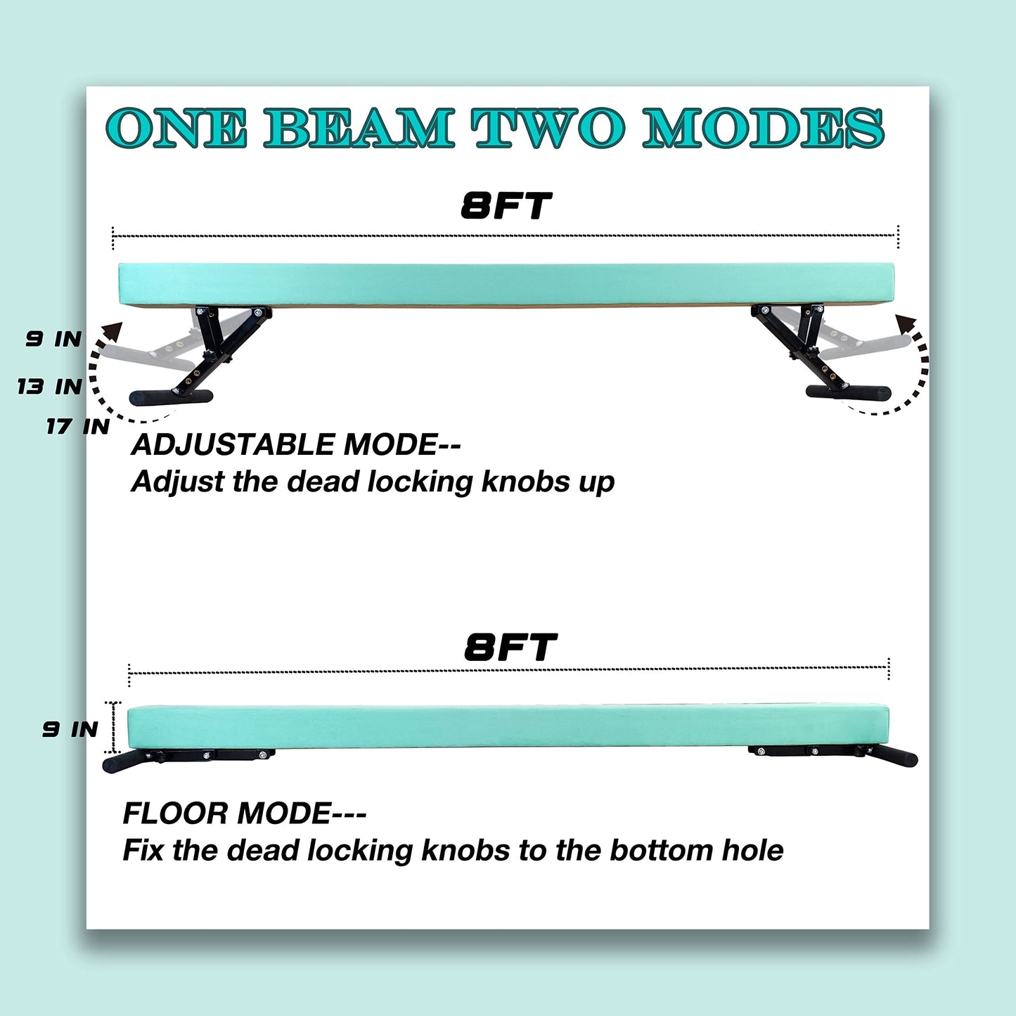 Seliyoo Adjustable Balance Beam,8FT gymnasitcs Beam, Balance Beam for Kids Ages 3-20,high and Lower Floor Beam,Gym Equipment for All Skills Practice at Home