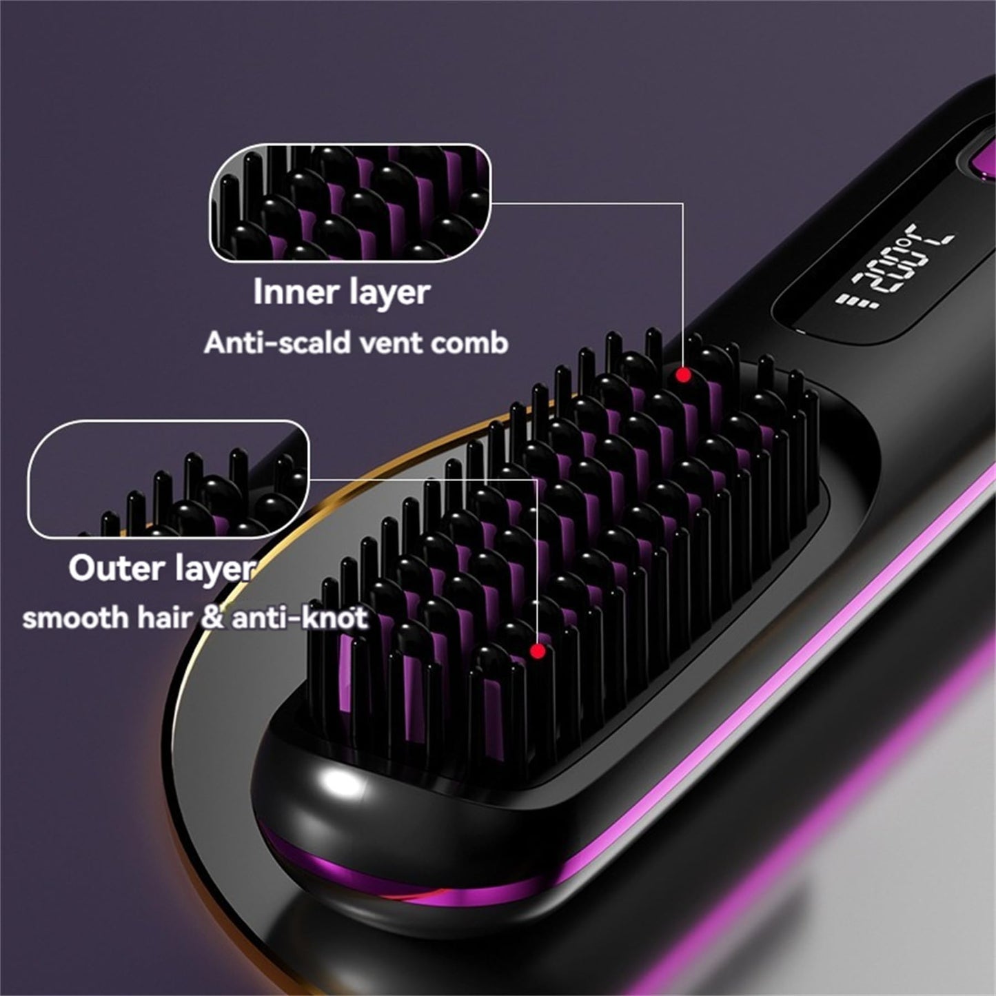 Numoya Gobrush Pro-Numoya Portable Straightener Brush-Gobrush Pro, Hair Straightening Brush for Women-Rechargeable & Cordless (Blue)