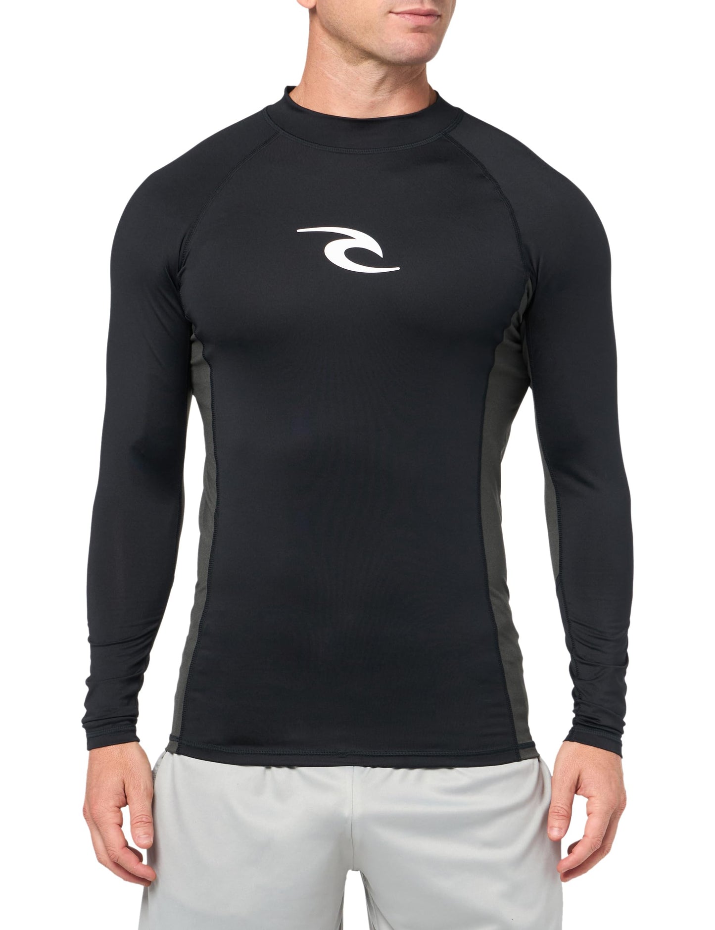 Rip Curl Men's Standard Waves UPF 50 Performance Long Sleeve Rashguard, Black Core