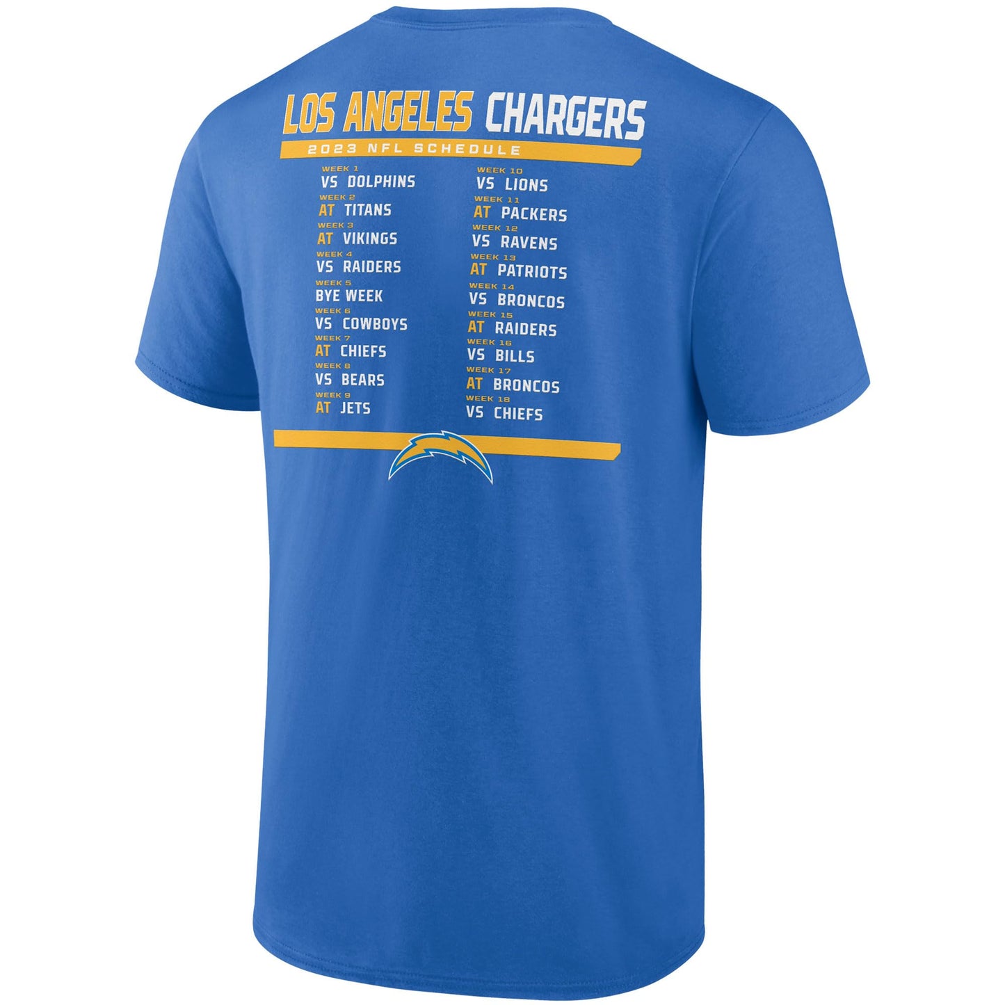 Fanatics Men's Powder Blue/White Los Angeles Chargers Two-Pack 2023 Schedule T-Shirt Combo Set