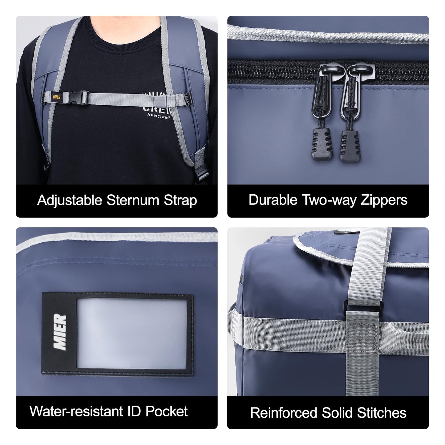 MIER 60L Large Backpack Duffle for Men Heavy Duty Duffel Bag with Backpack Straps for Travel, Gym, Sports, Convertible and Water Resistant, Haze Blue