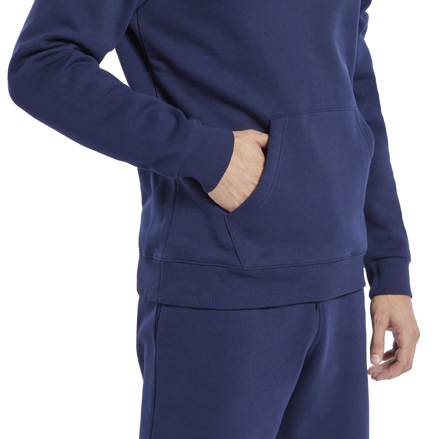 Reebok Men's Standard Identity Fleece Stacked Logo Pullover Hoodie Sweatshirt, Vector Navy, M