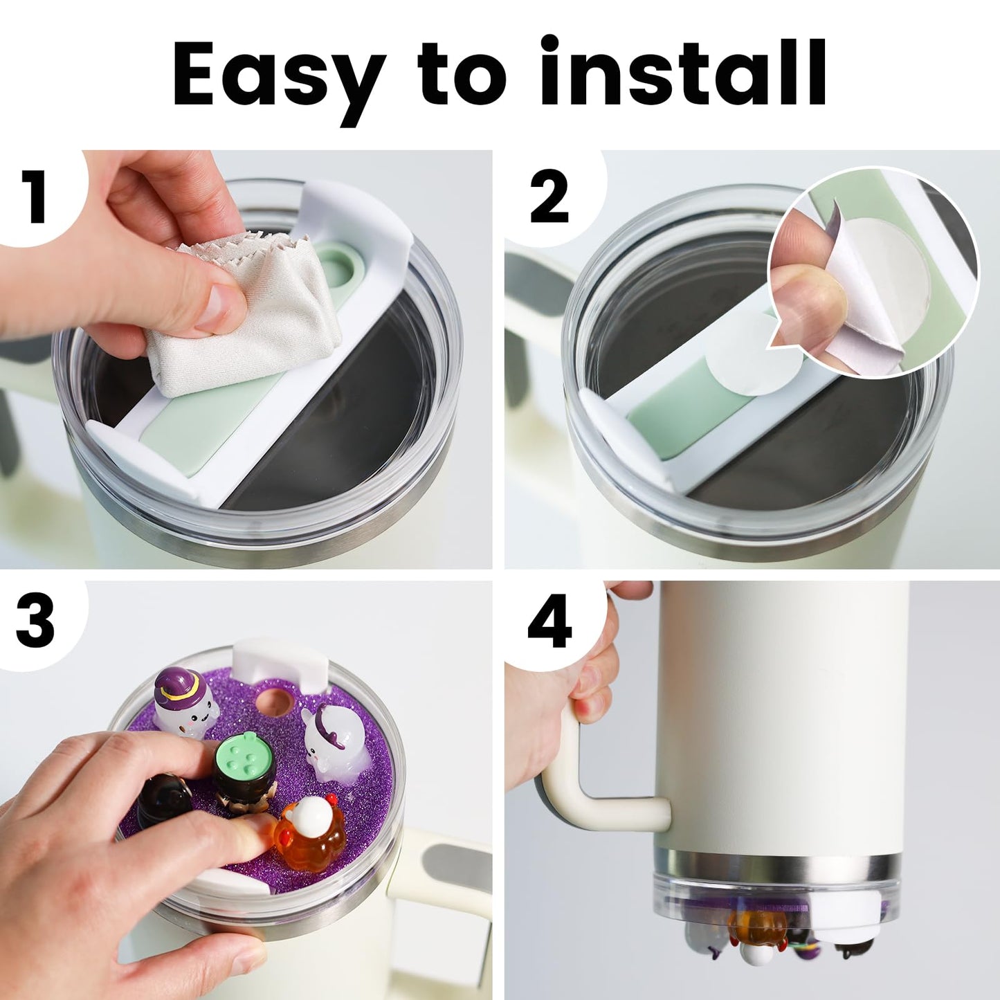 Accessories Compatible with Stanley Cup Lid, Fit for 40 oz Stanley Lid Charms Decor, Silicone Straw Topper Cover Cap, Cute Charms for Stanley 30&40 Oz Tumbler with Handle (Halloween)