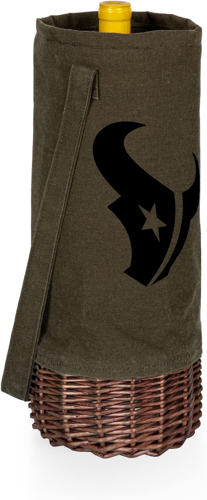 PICNIC TIME NFL Unisex-Adult NFL Malbec Insulated Canvas and Willow Wine Bottle Basket