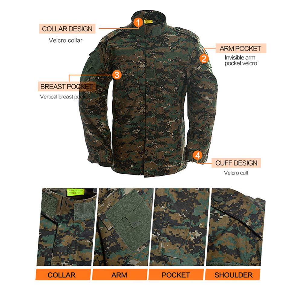 MINGHE Men's Combat Uniform Military Tactical Shirt and Pants Set Cp Camo Long Sleeve Army Suit for Hunting Airsoft Paintball