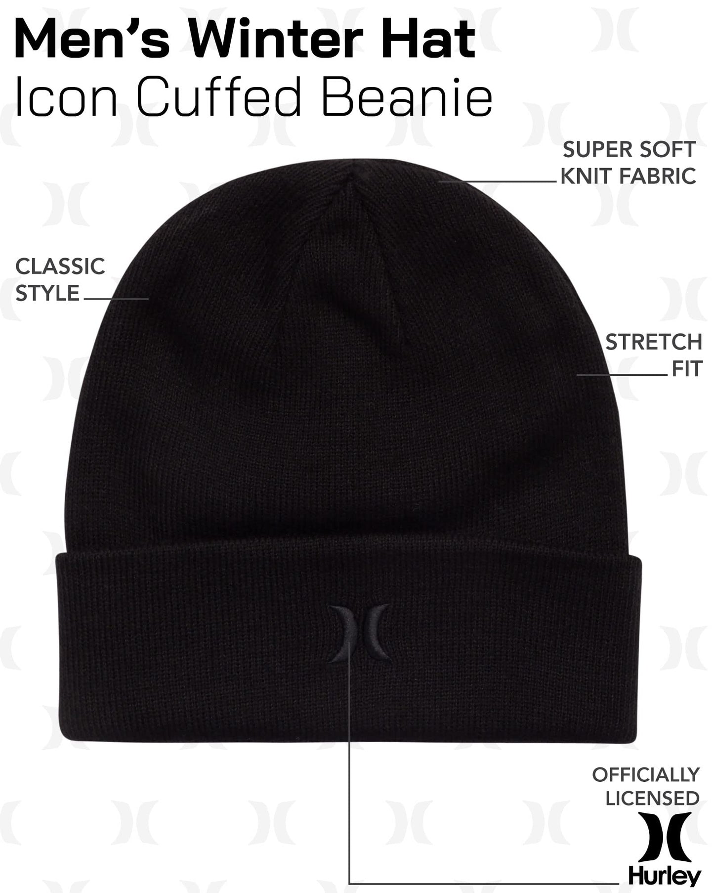 Hurley Men's Beanie, Black, One Size