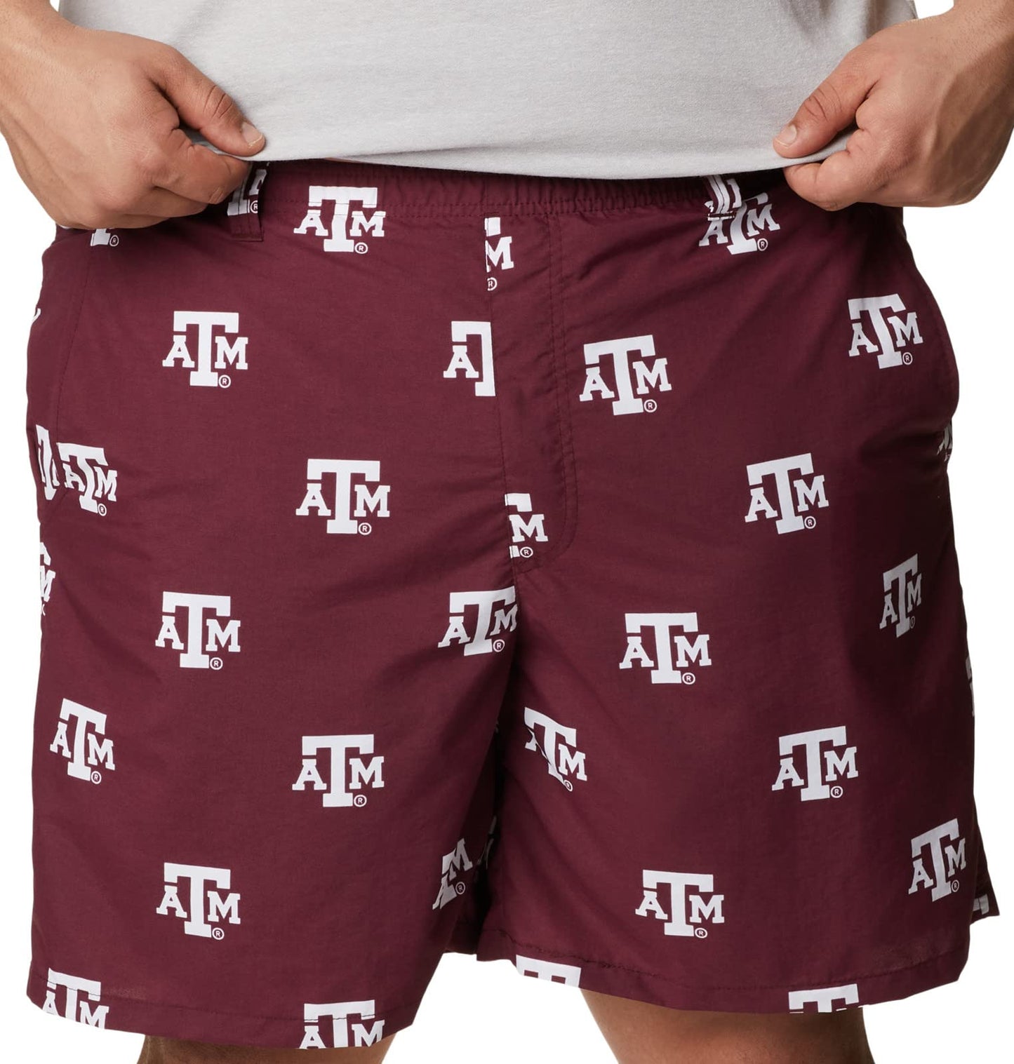 Columbia NCAA Texas A&M Aggies Men's Backcast II Printed Short, Small, TAM - Deep Maroon