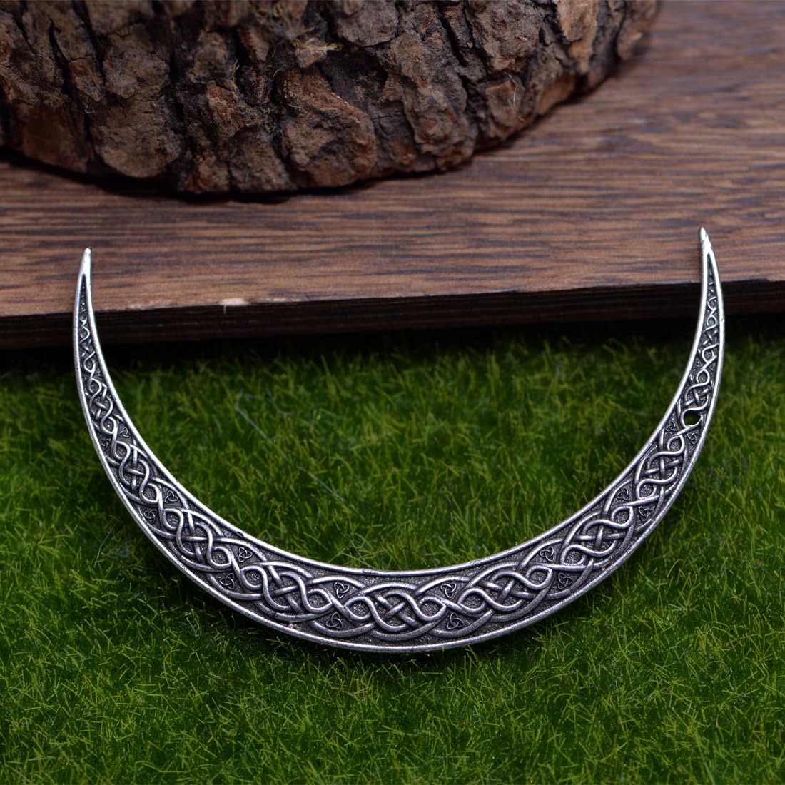 LANGHONG 2PCS Moon Crescent Hairpin For Women Viking Hair Stick Forks Knot Hair Styling Pins (ZZAS)