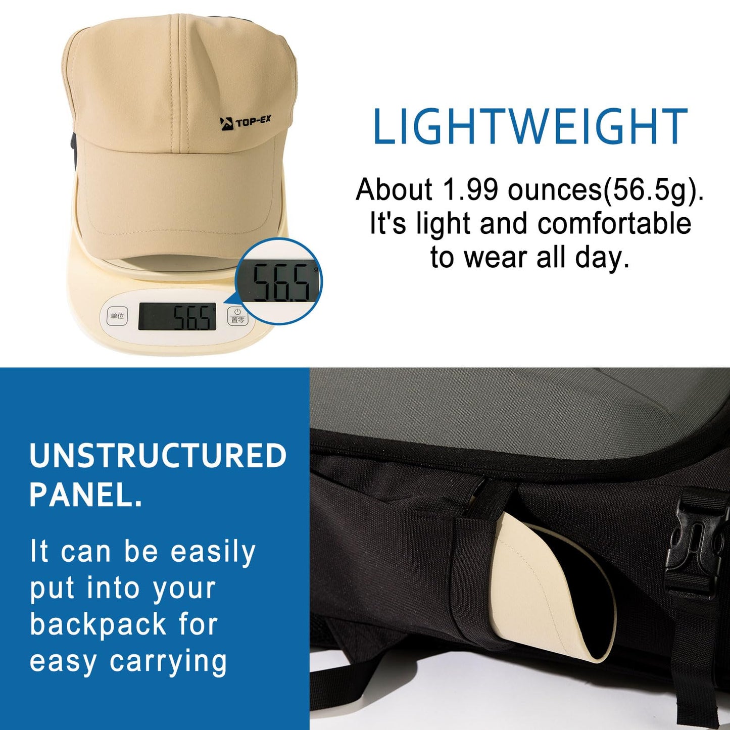 TOP-EX Mens Baseball Caps Quick Dry Breathable Mesh Running Waterproof Cooling Hat Big Head Khaki XL XXL X-Large XX-Large