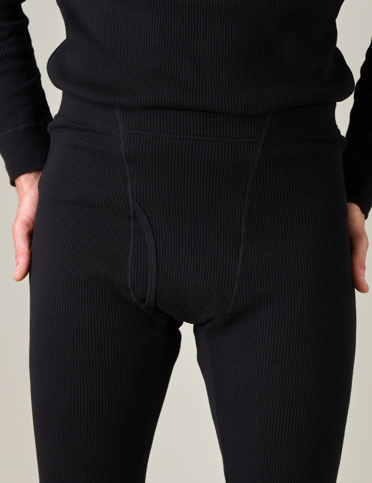 LAPASA Men's Cotton Waffle Thermal Underwear Set Top Long Sleeve Warm Long Johns Base Layer Shirt & Bottom Cold Weather Heavyweight M137 X-Large Black