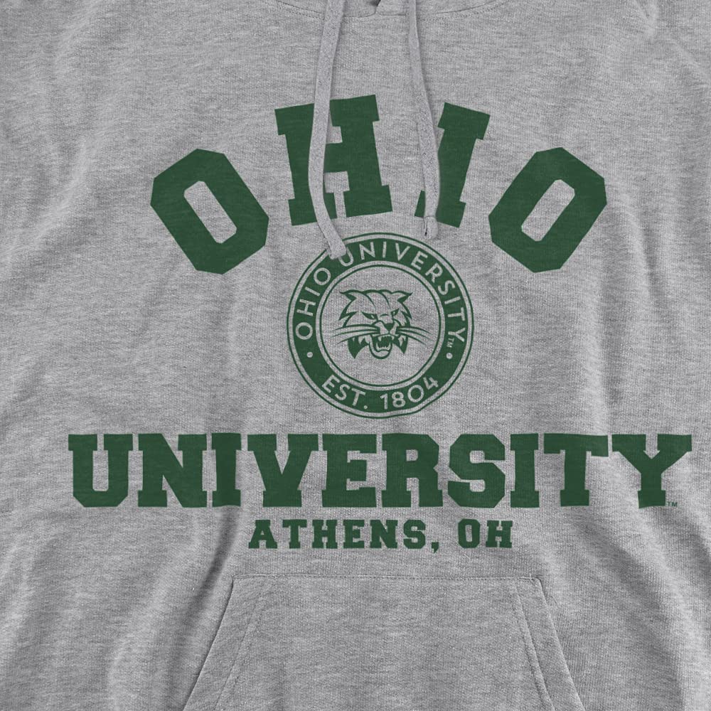 Ohio University Official Circle Logo Unisex Adult Pull-Over Hoodie,Athletic Heather, X-Large