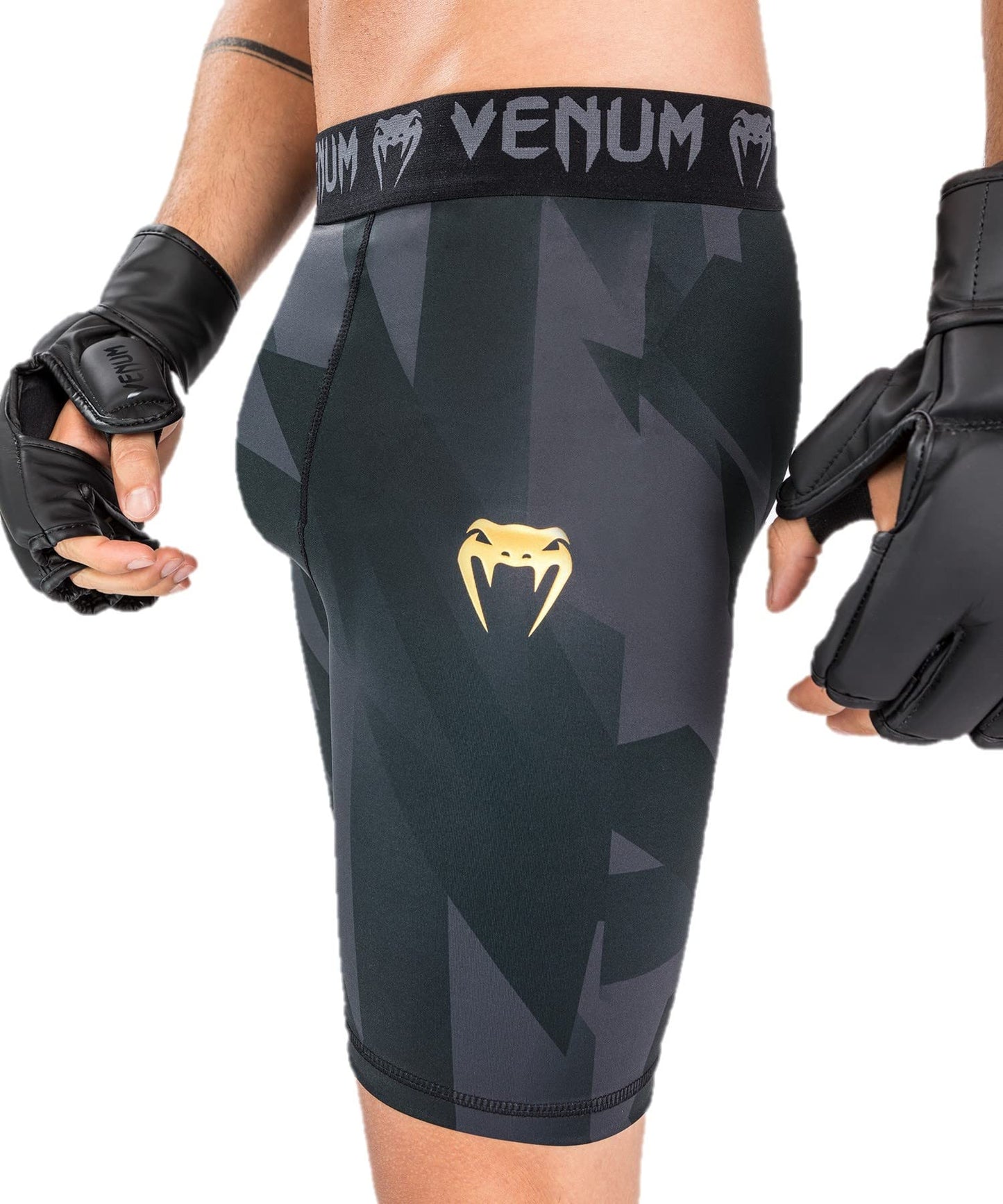 Venum Men's Standard Razor Vale Tudo Shorts, Black/Gold, Large