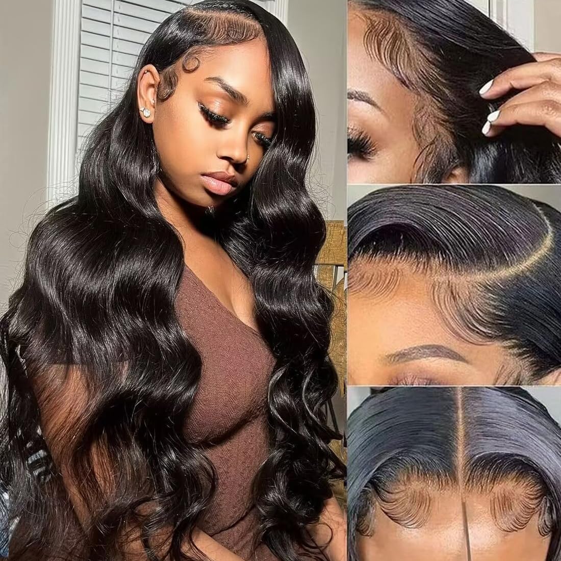 28 Inch Full Lace Front Wigs Human Hair Body Wave HD Lace Frontal Wig 180% Density Glueless Human Hair Wigs for Black Women 13x4 Lace Front Wigs Human Hair Pre Plucked Body Wave Wig Human Hair