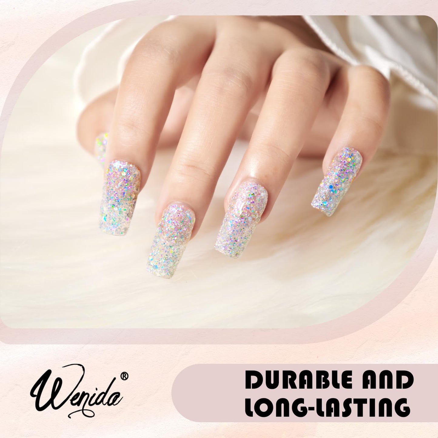 Poly Gel Wenida 60ml Nail Extension Gel Laser Sliver Glitter Nail Builder Gel Nail Enhancement Gel Set for Home DIY Nail Manicure Art