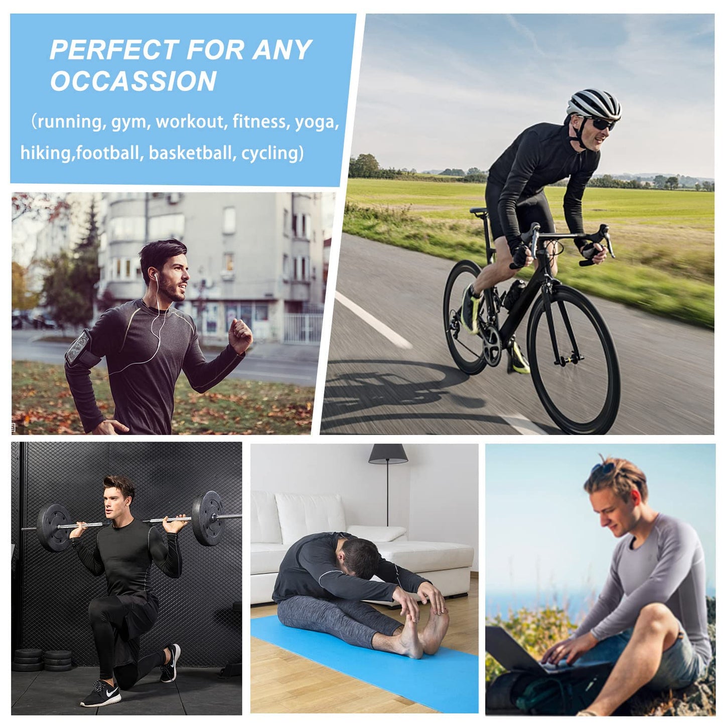 Red Men's Compression Shirts Long Sleeve, Dry Fit Athletic Workout Gym Shirts Sports Base Layer Top Running T-Shirt