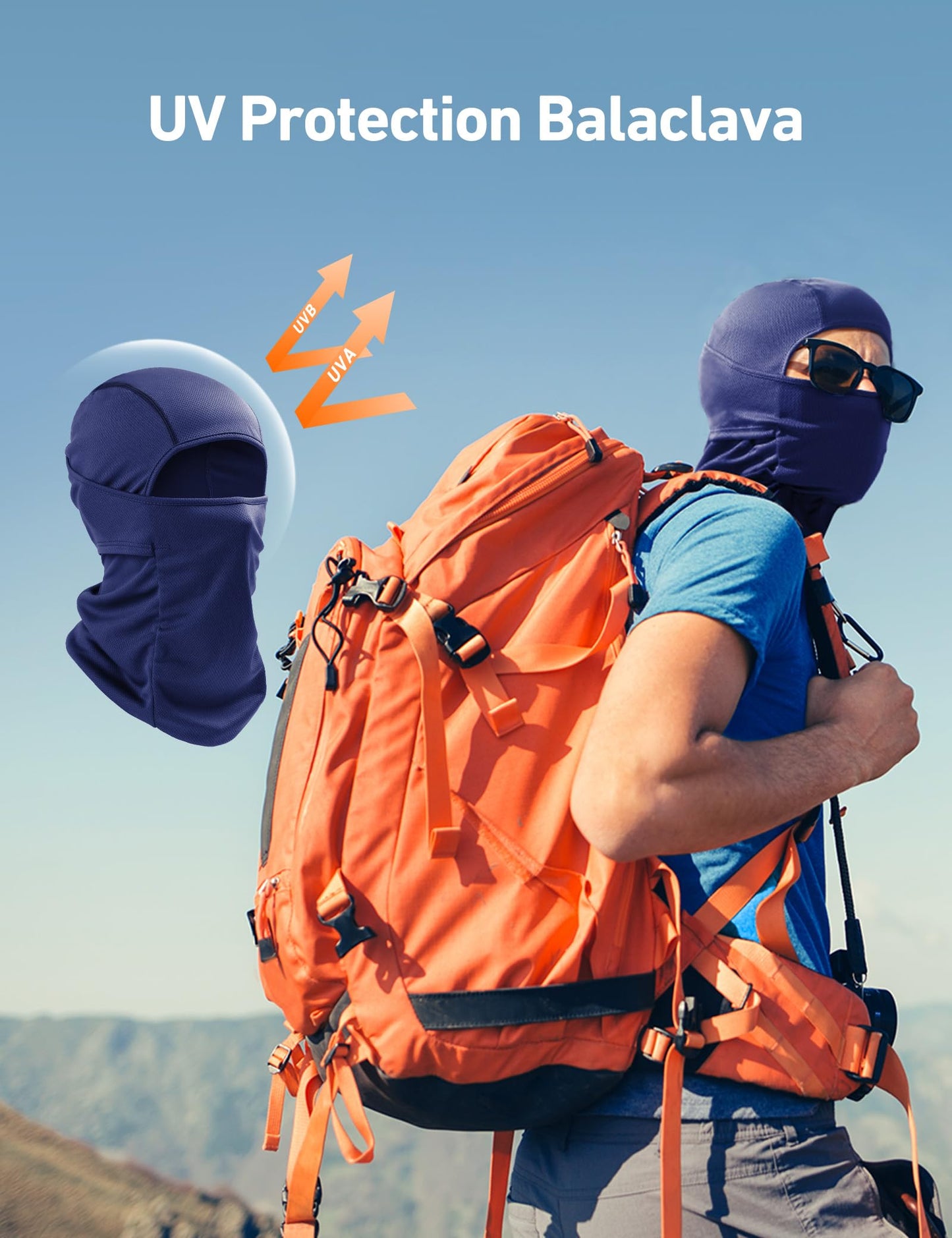 AstroAI Ski Mask Balaclava Face Mask-UV Protection Dustproof Windproof Face Cover for Men Skiing, Snowboarding, Blue