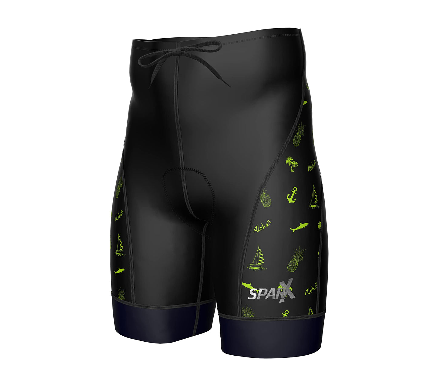 Sparx Men's Active Triathlon Short Tri Cycling Short Swim Bike Run (Aloha, Large)