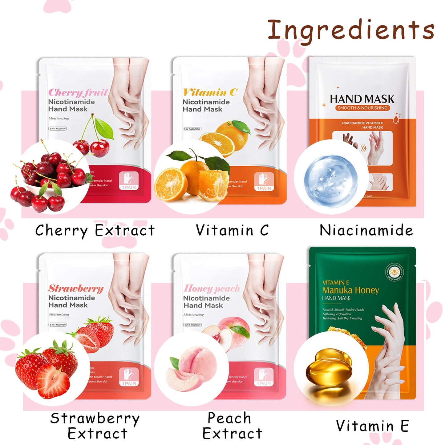 DWDiWen Hand Masks, 6 Pairs Hydrating Exfoliating Hand Peeling Mask, Smooth Hand Masks Moisturizing Gloves Overnight for Dry, Rough, Cracked Hands, Hand Skin Moisturizer Glove for Women Men（D