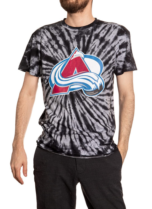 Calhoun NHL Surf & Skate Mens Spiral Tie Dye T-Shirt – The Sunset Collection (Colorado Avalanche, Medium)