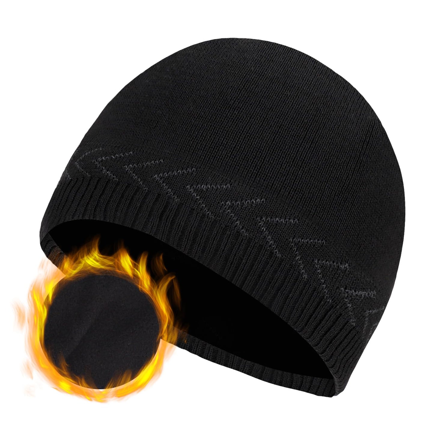 Oversize XXL Mens Beanie Hat for Big Heads 23.6"-25.6", Large Winter Knit Hats Ribbed Stocking Hat Ski Skull Cap Black