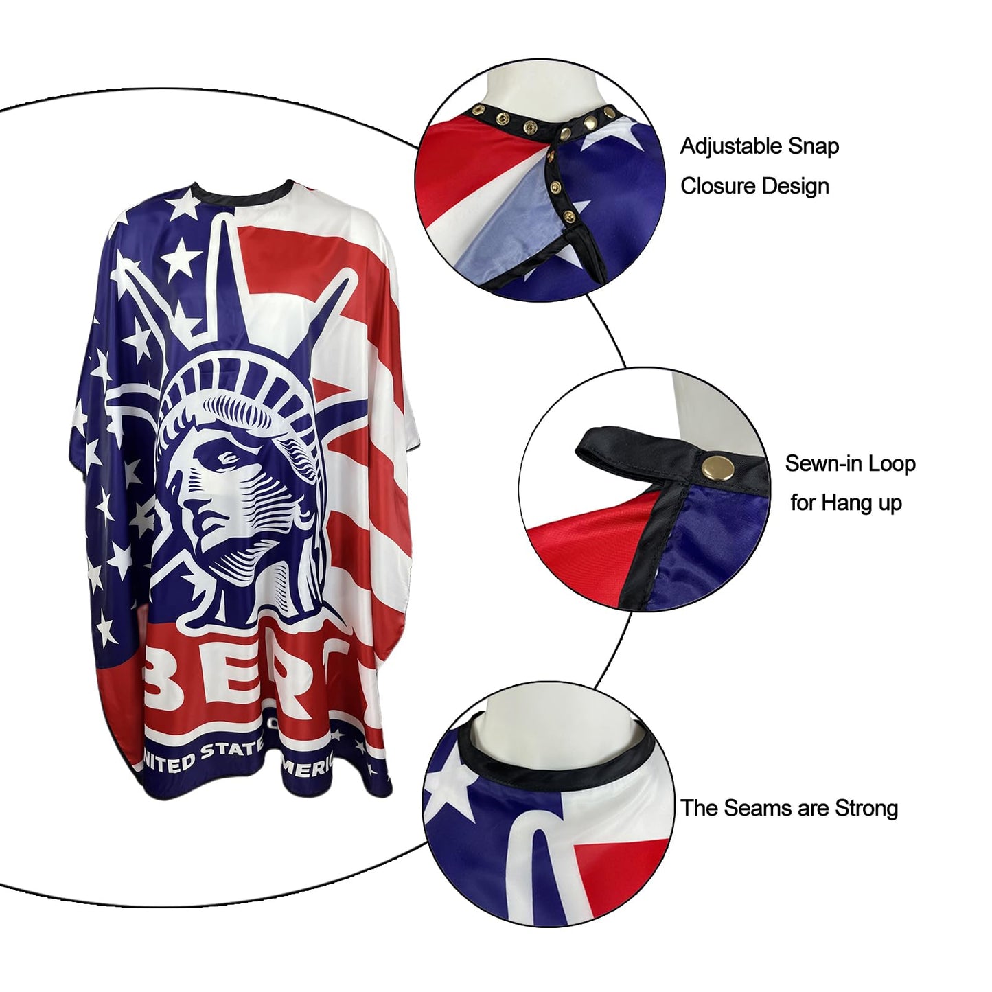 Pelocapa Barber Cape for Men, Haircut Cape with Snap Closures, Professional Salon Cutting Cape, Large Waterproof Hairdressing Cape Gown Apron for Hairstylist- 63”× 56”(American Pattern)