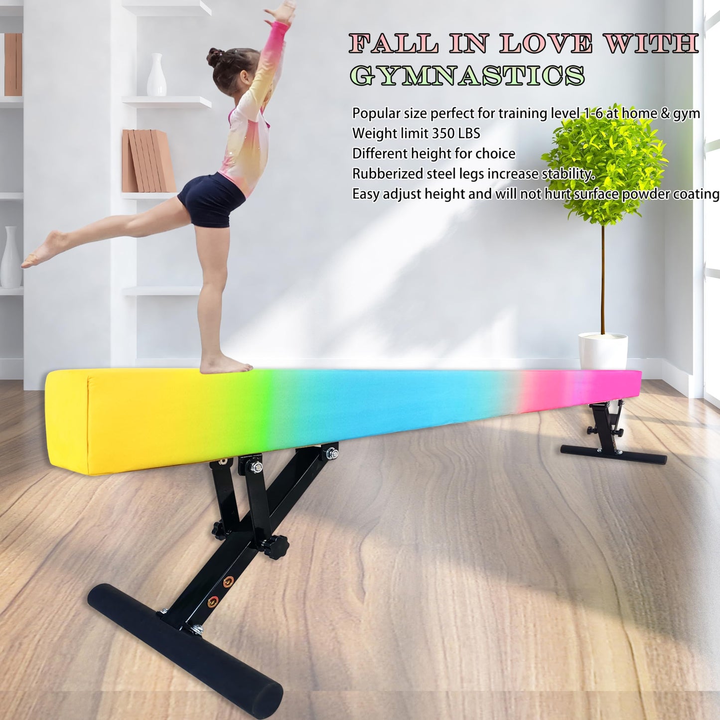 Seliyoo Adjustable Balance Beam,8FT gymnasitcs Beam, Balance Beam for Kids Ages 3-20,high and Lower Floor Beam,Gym Equipment for All Skills Practice at Home