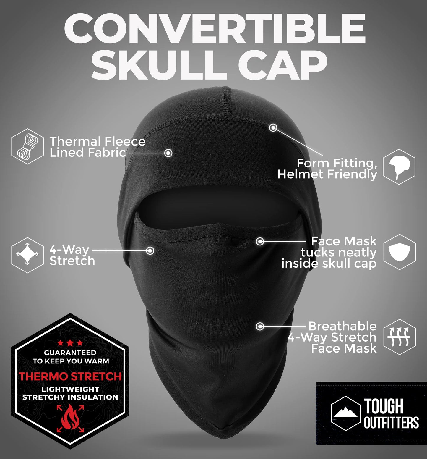 Tough Headwear Skull Cap for Men -Head Cap,Sweat Caps, Skull Cap Helmet Liner,Running Beanie,Thermal Skull Cap Football