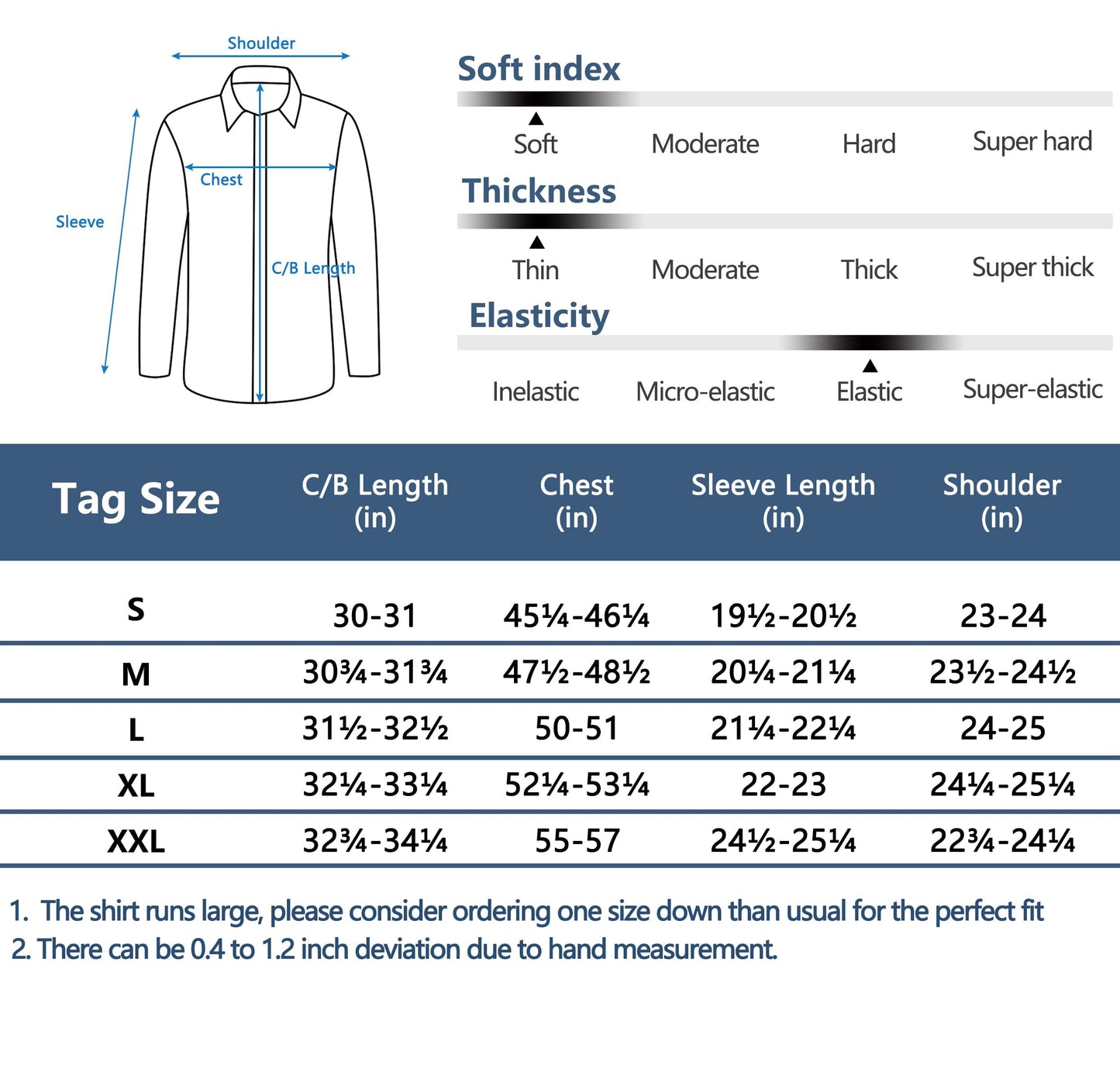 Little Donkey Andy Men's Quick-Dry Stretch Sun Protection Long Sleeve Tactics Shirt Horizon Blue XL