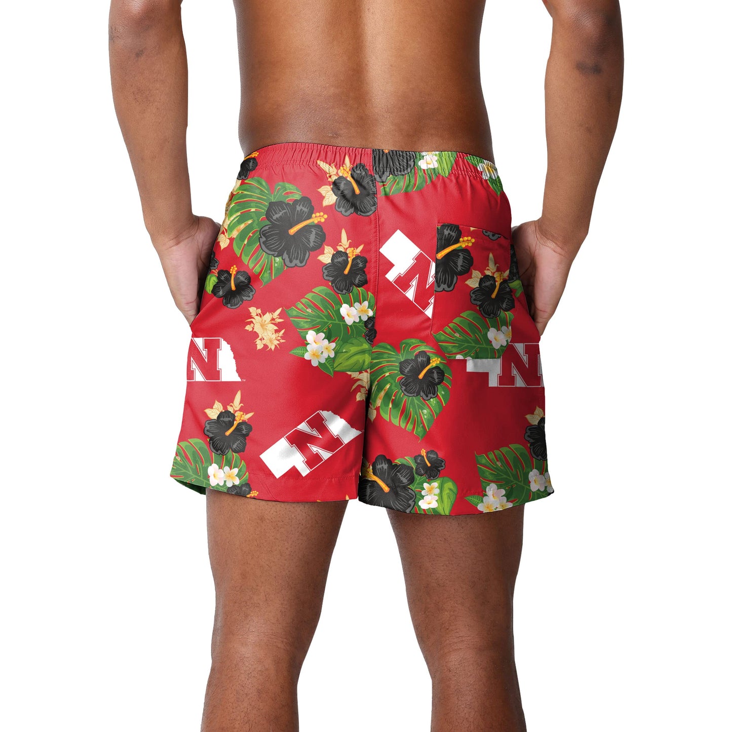 FOCO Nebraska Cornhuskers NCAA Mens Floral Swimming Trunks - XXXL