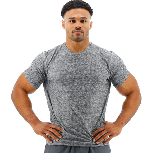 TYR Men's Standard Athletic Performance Workout Airtec Short Sleeve Tee, Heather Grey, X-Large