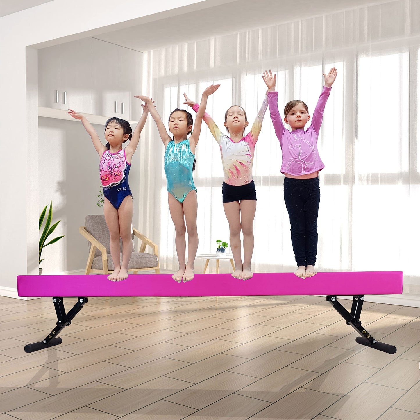 Seliyoo Adjustable Balance Beam,8FT gymnasitcs Beam, Balance Beam for Kids Ages 3-20,high and Lower Floor Beam,Gym Equipment for All Skills Practice at Home