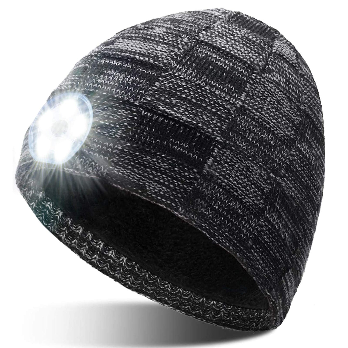 GREENEVER Stocking Stuffers for Men LED Beanie Hat with Light - Mens Gifts for Christmas Headlamp Cap Unisex Knit Lighted Headlight Hats Birthday Gifts for Dad
