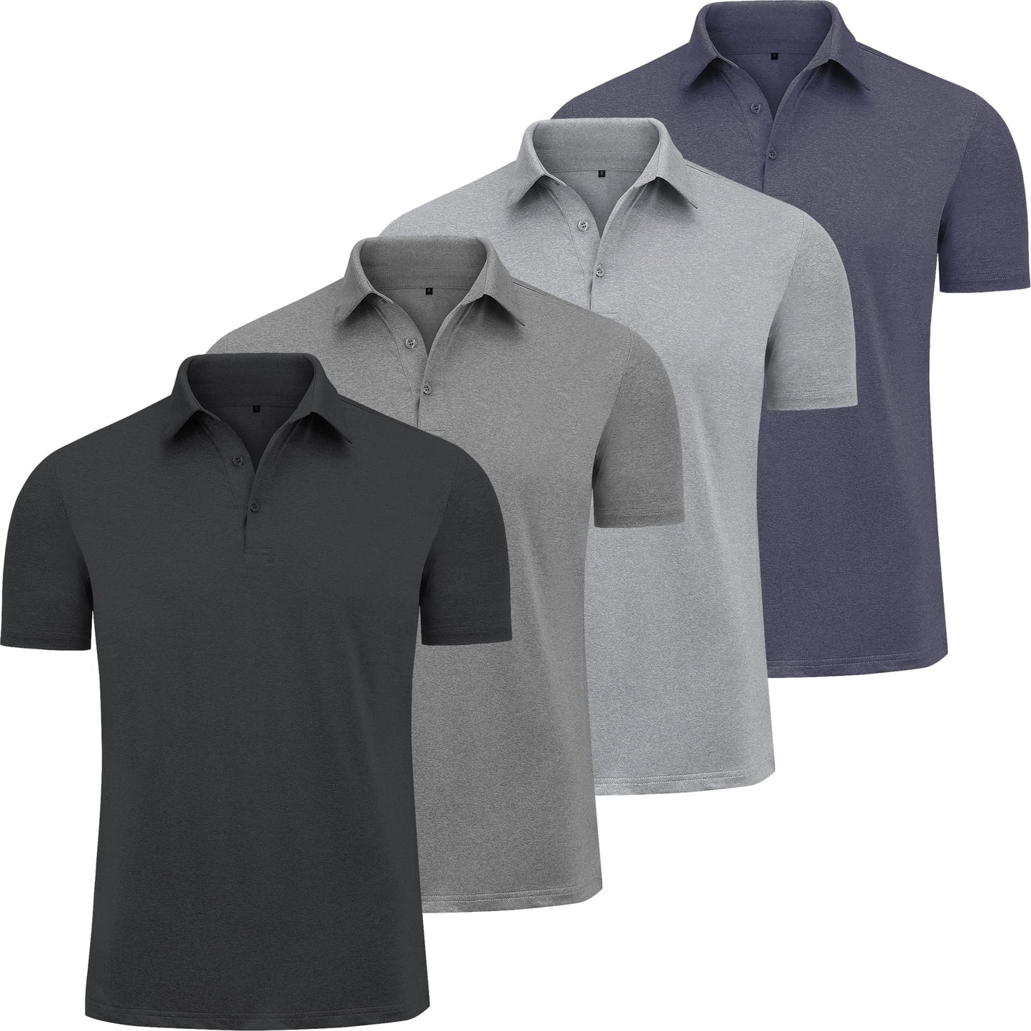 CE' CERDR Men's Golf Polo Shirts Short Sleeve Quick-Dry Moisture Wicking Athletic Performence Casual Golf T-Shirt, 4d - Black/Dark Grey/Light Grey/Navy Blue, Small
