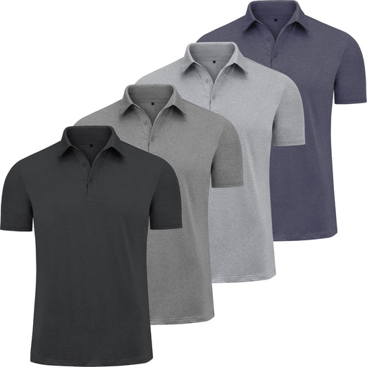 CE' CERDR Men's Golf Polo Shirts Short Sleeve Quick-Dry Moisture Wicking Athletic Performence Casual Golf T-Shirt, 4d - Black/Dark Grey/Light Grey/Navy Blue, Small