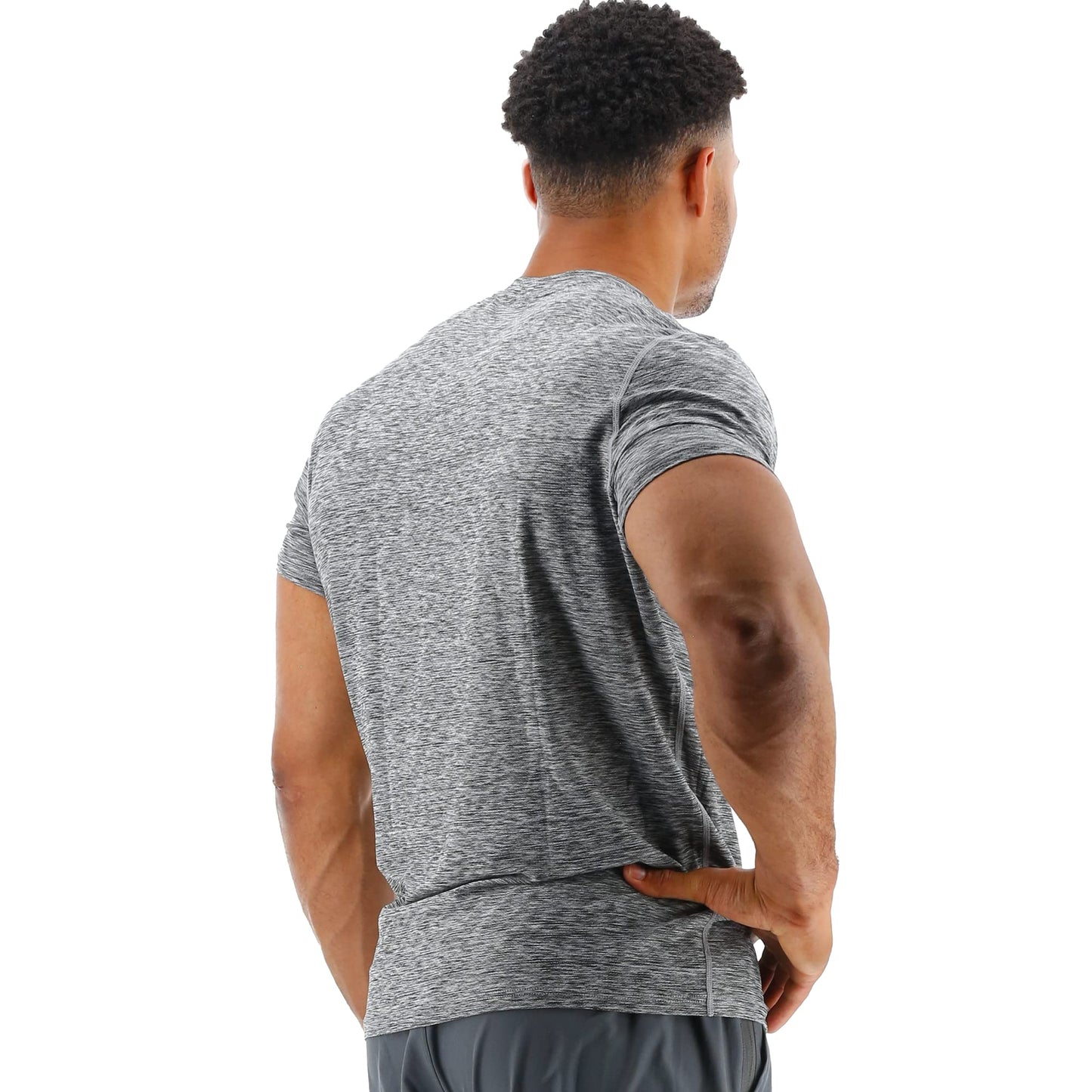 TYR Men's Standard Athletic Performance Workout Airtec Short Sleeve Tee, Heather Grey, X-Large