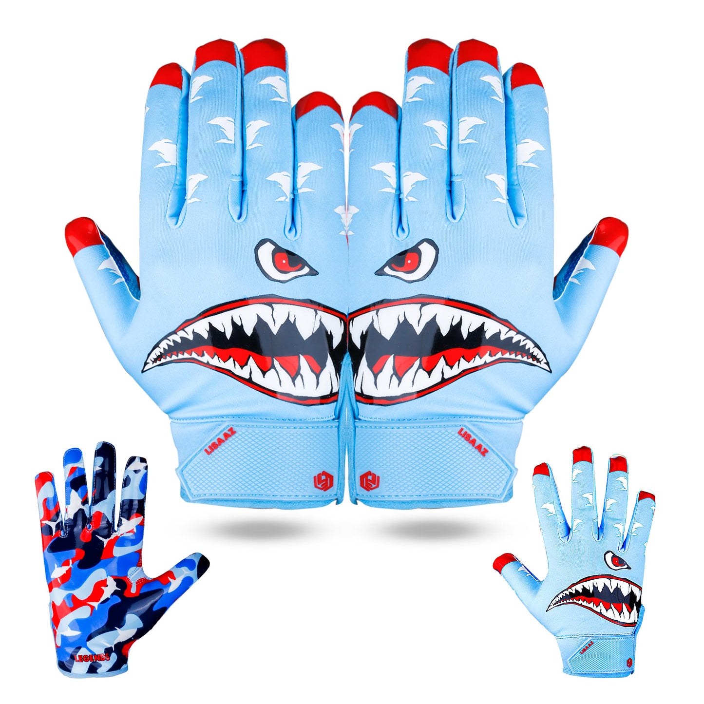 LISAAZ Ball Feel Sensation Football Gloves - Tacky Grip for Youth and Adult, Top Notch Receiver Gloves for Men and Kids 8-12