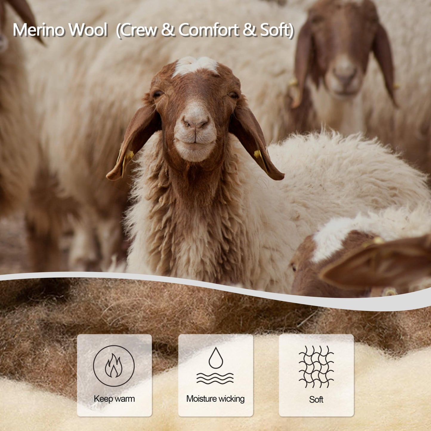 FRESBEIT Merino Wool Socks Men Winter Soft Thick Warm Socks for Men Cozy Crew Hiking Thermal Socks Size 7-13(5 Pairs)