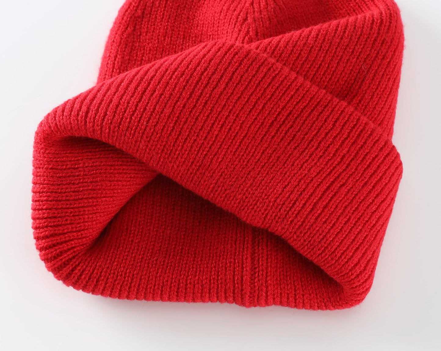 Home Prefer Mens Winter Hats Thick Knit Cuff Beanie Cap Warm Stocking Beanie Hat Classic Red