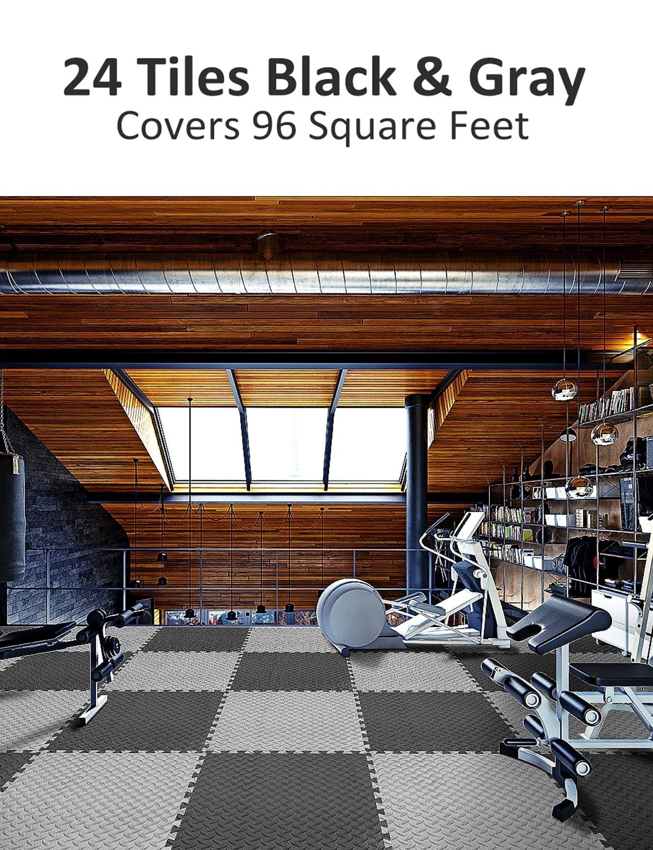 Puzzle Exercise Mat with 24 Tiles Interlocking Foam Mats, EVA Foam Floor Tiles, Protective Flooring Mats Interlocking for Gym Equipment and Cushion for Workouts