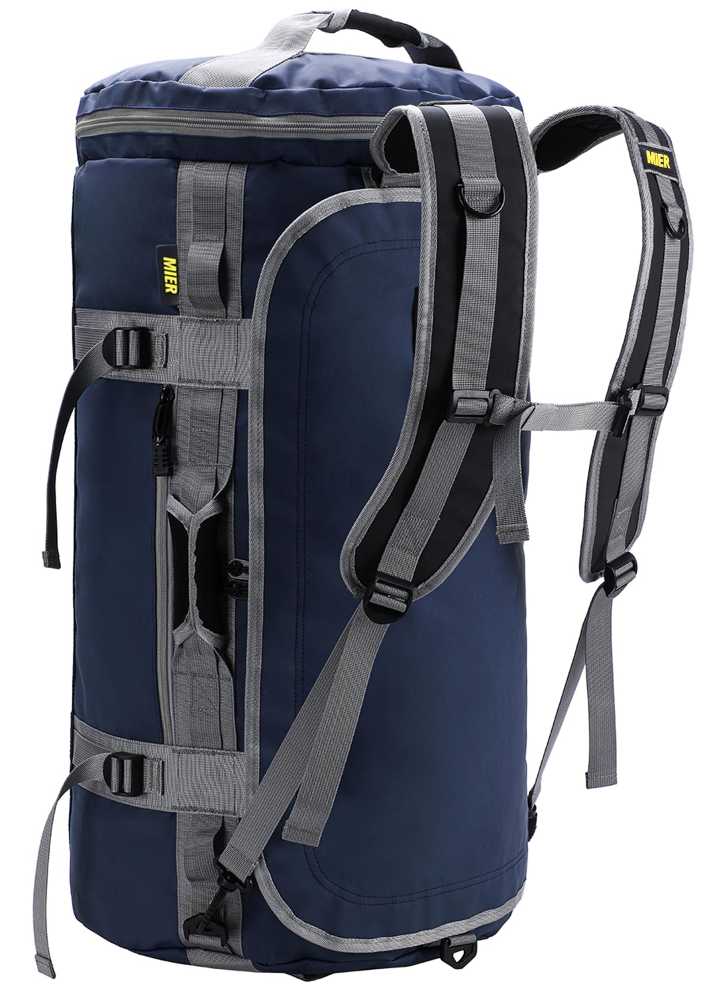 MIER Large Duffel Backpack Sports Gym Bag with Shoe Compartment, Heavy Duty and Water Resistant, Navy Blue, 45L