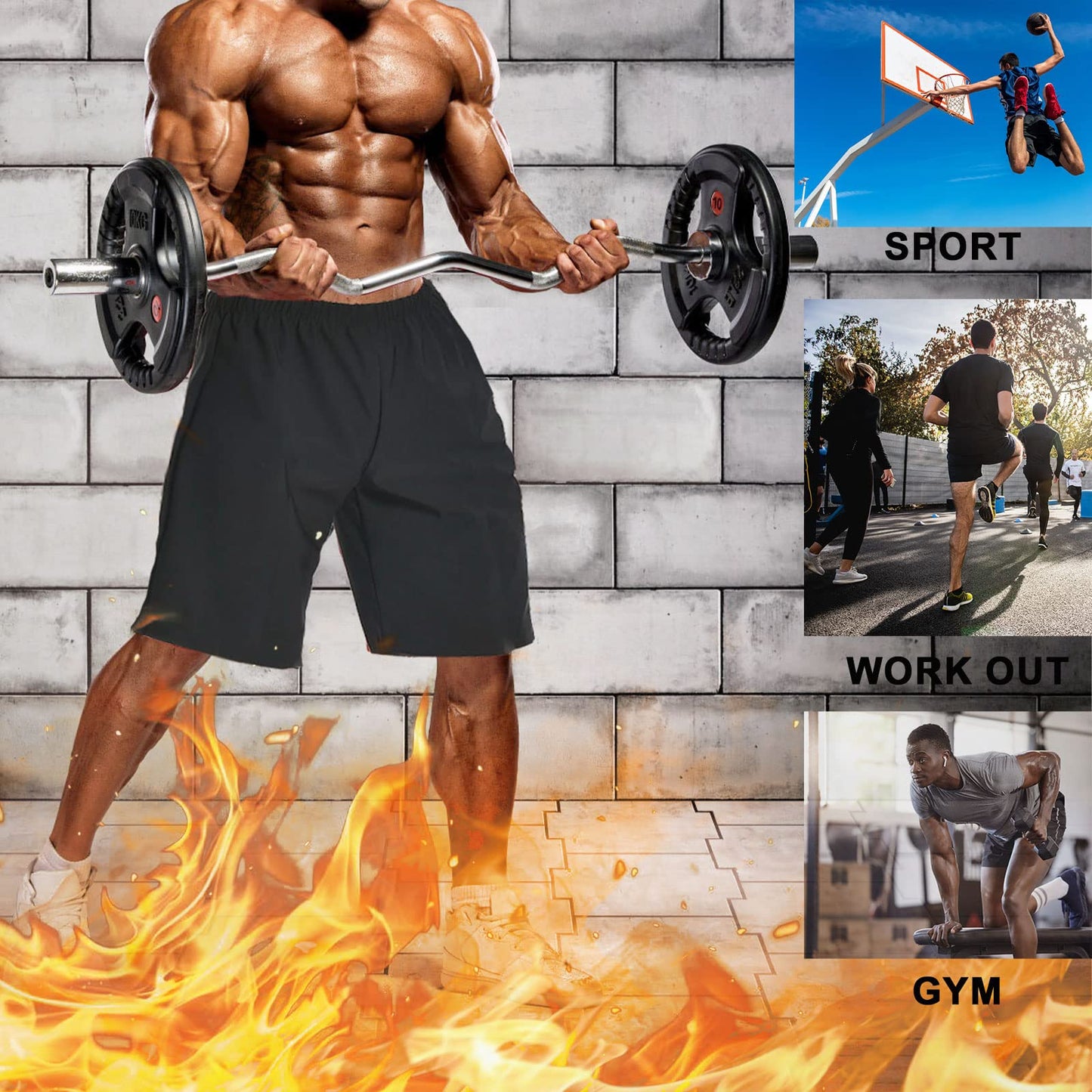 Sauna Shorts for Men Sweat Pants with Drawstring, Heat Trapping Sweat Shorts Sauna Suit for Men Workout Gym Exercise