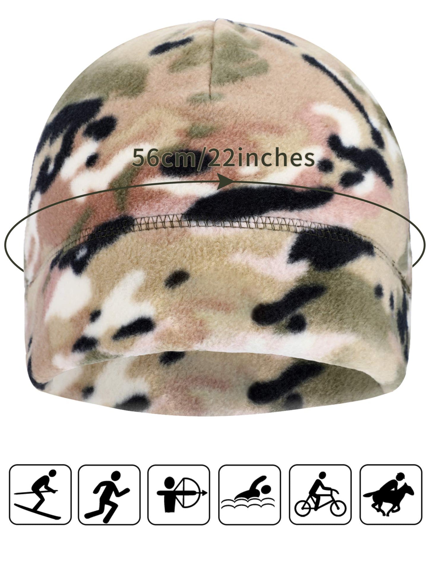 6 Pieces Winter Skull Caps Men Warm Polar Fleece Beanie Hat Windproof Unisex Watch Cap (Classic Color)