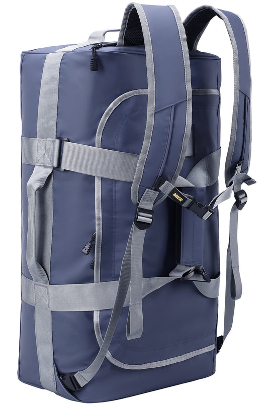 MIER 60L Large Backpack Duffle for Men Heavy Duty Duffel Bag with Backpack Straps for Travel, Gym, Sports, Convertible and Water Resistant, Haze Blue