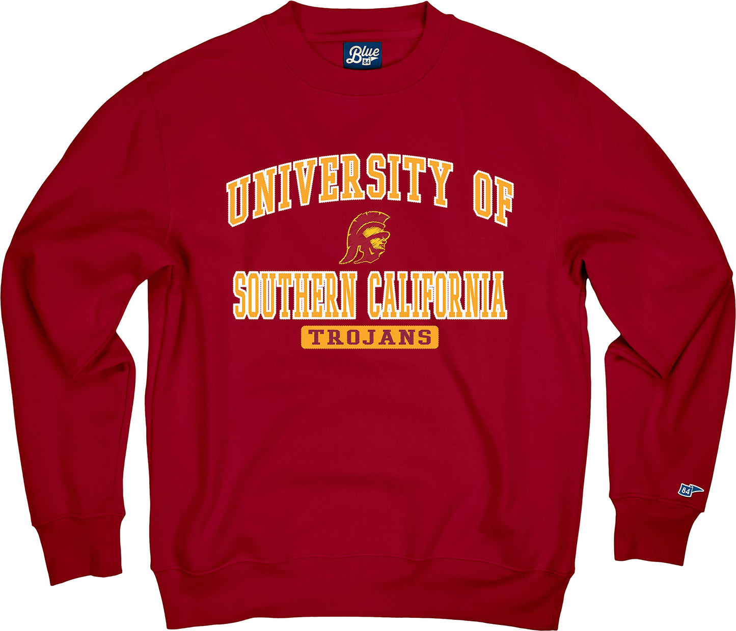 Blue 84 Men's USC Trojans Crewneck Sweatshirt Twill Applique Team Color, Team Color, XX-Large
